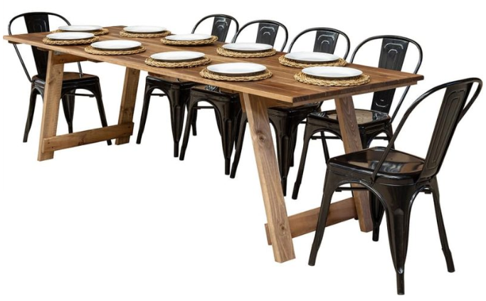 2.4m FOLDING LEG Dining / Trestle Table 10-Seater Stained Hire