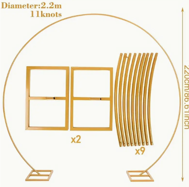 Metal Wedding Arch, Floral Semicircle Ceremony Archway, No-Electricity Decorative Bridal Shower Backdrop Stand, DIY Party Decoration Hire (Copy)