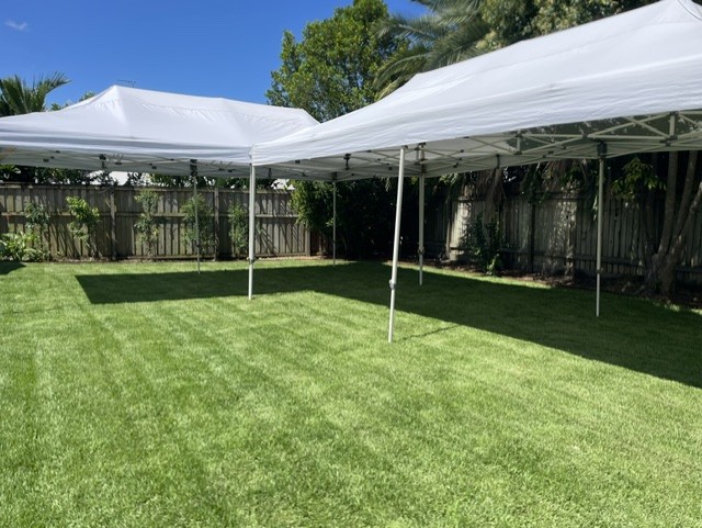 Gazebo set up in a Brisbane backyard
